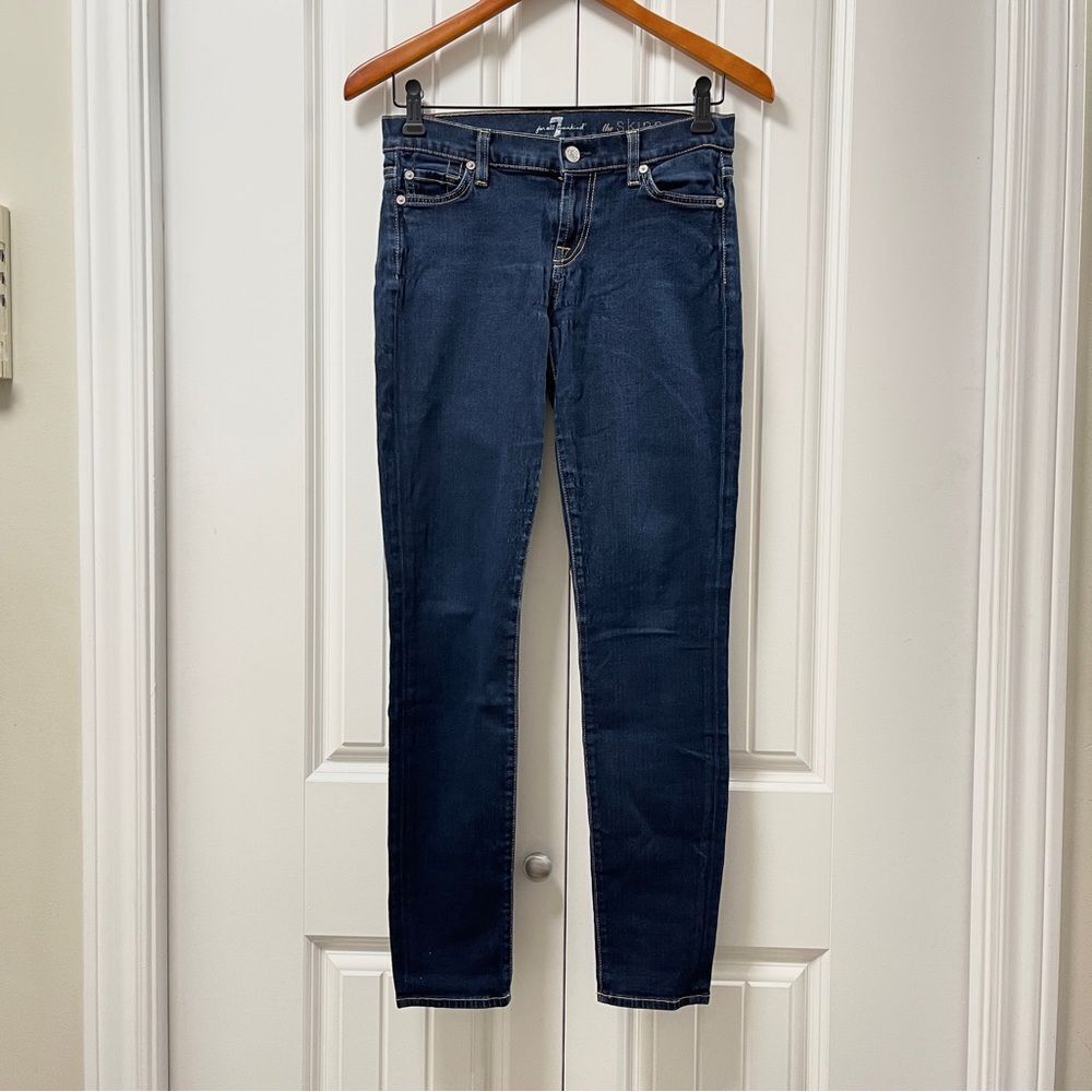 7 For All Mankind Dark Wash Mid Rise Skinny Jeans - US 26